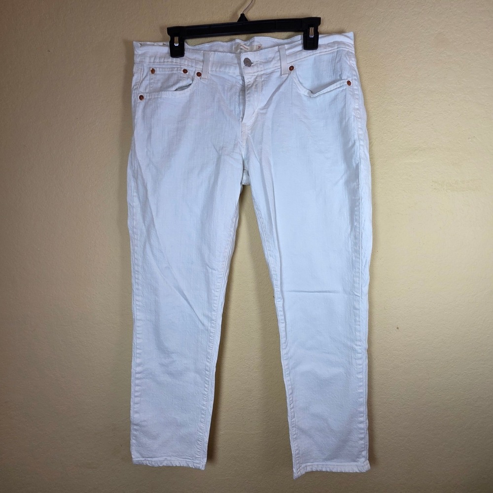 Levis Boyfriend White Denim‎ Jeans Mid Rise Tapered Leg 19887-0021 Womens 31